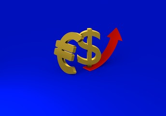 euro and dollars symbol, 3d illustration