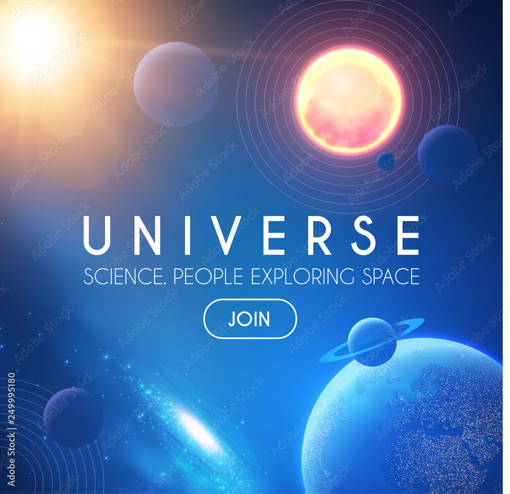 Canvas Prints planets in universe with star, nebula and galaxy lights. 3d realistic space. cosmos design.