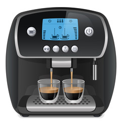 Coffee machine with cups on white background