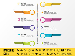 Modern Vector Infographics Elements Design Template. Business Data Visualization Infographics Timeline with Marketing Icons most useful can be used for workflow, presentation, diagrams, annual reports