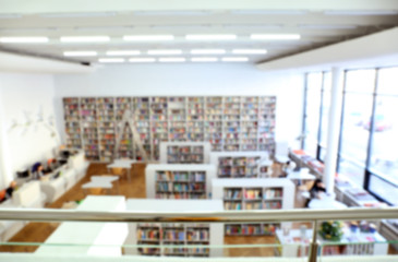 Interior of modern library, blurred view