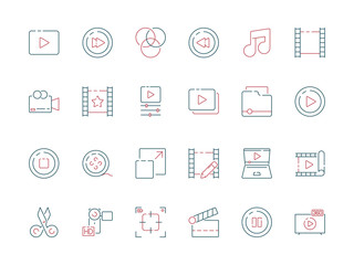 Film edit icon. Animation movie production effect cut clapper multimedia vector colored symbols. Movie film, video multimedia illustration