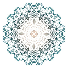 Decorative Colorful Floral Ornament With Decorative Border. Ethnic Mandala Decoration. Vector illustatration. Brown, turquise color. Indian, Moroccan, Mystic, Ottoman Motifs.
