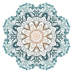 Decorative Colorful Floral Ornament With Decorative Border. Ethnic Mandala Decoration. Vector illustatration. Brown, turquise color. Indian, Moroccan, Mystic, Ottoman Motifs.
