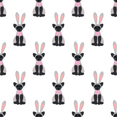 Easter cat seamless pattern