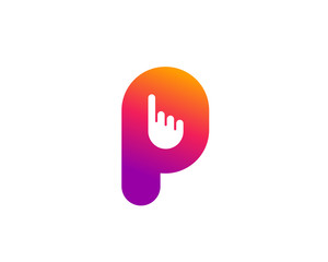 Letter P hand logo icon design template elements