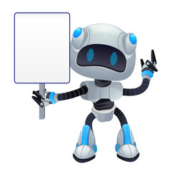 Robot cartoon character in vector 3d mascot with emotions, technology, cute isolated on white background.