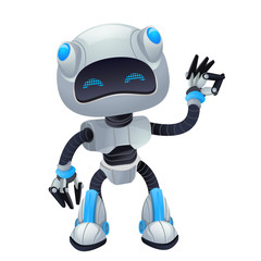 Robot cartoon character 3d mascot with emotions, technology, cute isolated on white background.
