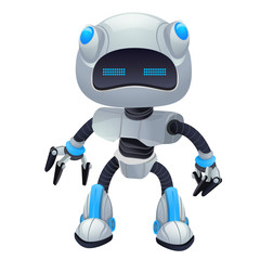 Obraz na płótnie Canvas Robot cartoon character in vector 3d mascot with emotions, technology, cute isolated on white background.