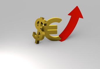 euro and dollars symbol, 3d illustration