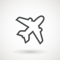 Obraz premium Plane icon. Flight transport symbol, airplane , fly airctaft, Aviation Vacation illustration. Travel icon solid illustration, pictogram isolated on white - Vector