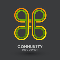 Community care logo. Connecting people logo design. Human and corporate friendship background. Business networking vector.
