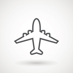 Plane icon. Flight transport symbol, airplane , fly airctaft, Aviation Vacation illustration. Travel icon solid illustration, pictogram isolated on white - Vector