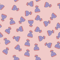 Seamless pattern with candy. Kawaii. Vector