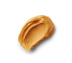 Tasty peanut butter on white background