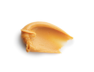 Tasty peanut butter on white background