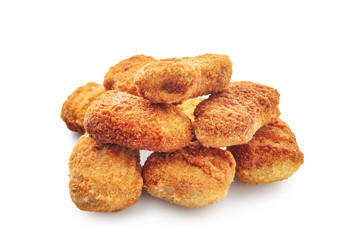 Tasty nuggets on white background