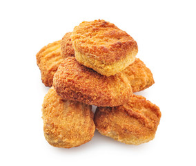 Tasty nuggets on white background