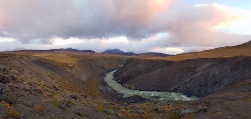 View of the Rio De Las Vueltas canyon near El Chalten, Patagonia, Argentina