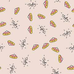Seamless pattern with Kawaii pies. Vector