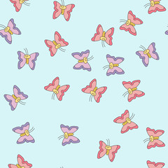 Seamless pattern with flying butterflies . Vector