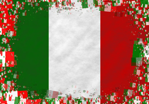 Illustration of an Italian flag with a frame of small flags