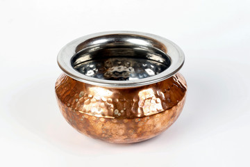 double layered copper bottom cooking serving pot