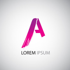 A Brush Stroke Letter Logo Design. Purple Color Logo Letter Icon with Elegant Vector Design. vector illustration