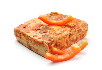 Spicy tofu cheese on white background