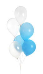Color balloons on white background