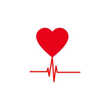 Red Pulse in heart sign or icon