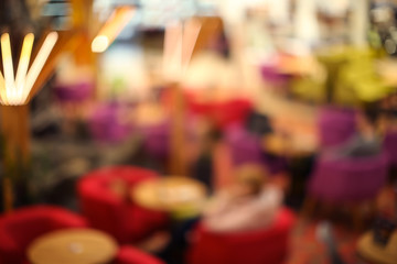 Blurred view of cafe interior