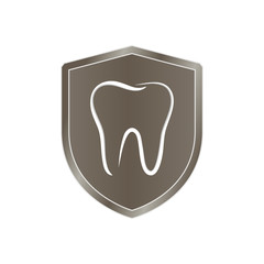 Tooth Healthcare Security Shield - Insurance Symbol - Editable Vector Illustration - Isolated On White Background