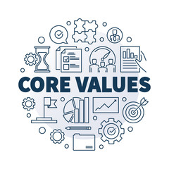 Vector Core Values round concept linear simple illustration