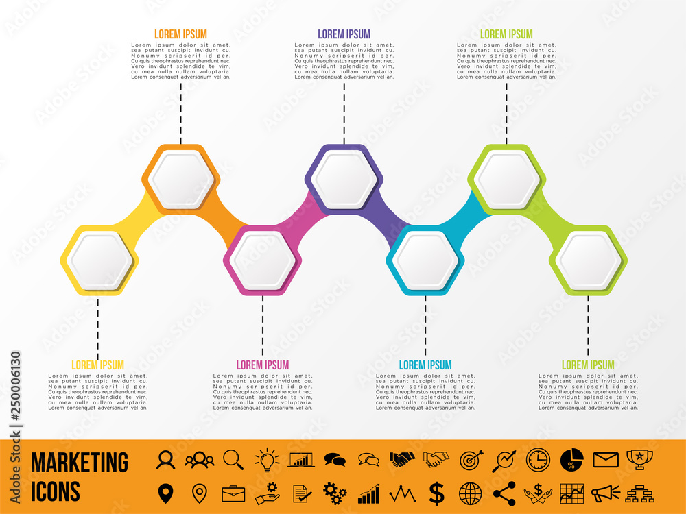 Wall mural modern vector infographics elements design template. business data visualization infographics timeli