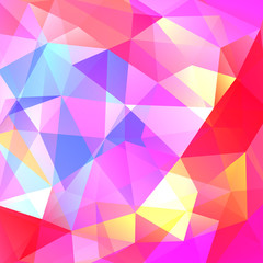 Abstract background consisting of colorful triangles. Geometric design for business presentations or web template banner flyer. Vector illustration. Pink, yellow, blue, white colors.