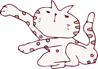 Poor hand-painted pretty cat illustration