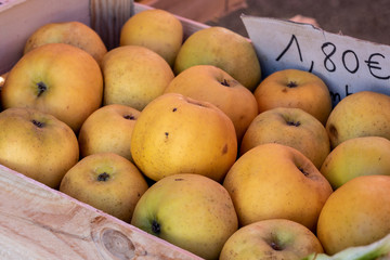 organic fresh apples on the market place