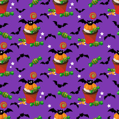 Halloween Sweets Seamless Pattern.