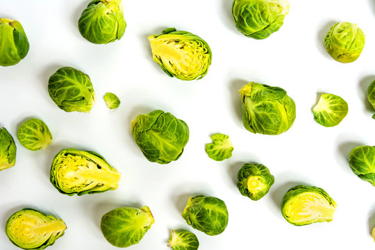 Brussels sprout vegetables on white background