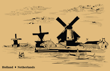 Brown vector hand drawing Holland 2