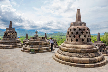 Jakarta, Indonesia, Borobudur Temple. Borobudur is a 9th century Buddhist temple on the island of...