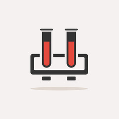 Medical test tubes icon with blood and shade