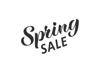 Spring sale hand written lettering. Hand drawn season sale inscription. Discount banner, vector illustration.