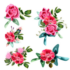 Collection of vector rose flowers for design