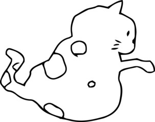 Bad hand-painted pretty cat illustration outline