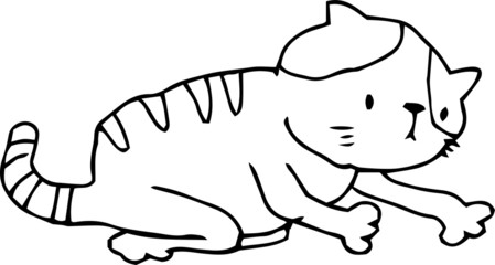 Bad hand-painted pretty cat illustration outline