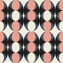 Circle and semicircle abstract vector pattern, geometric background