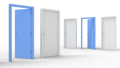 Door Blue Minimal idea space room and creative Background - 3d rendering