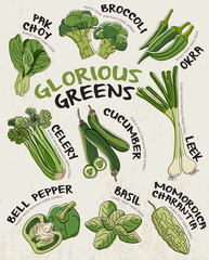 Green Vegetables background vector.
